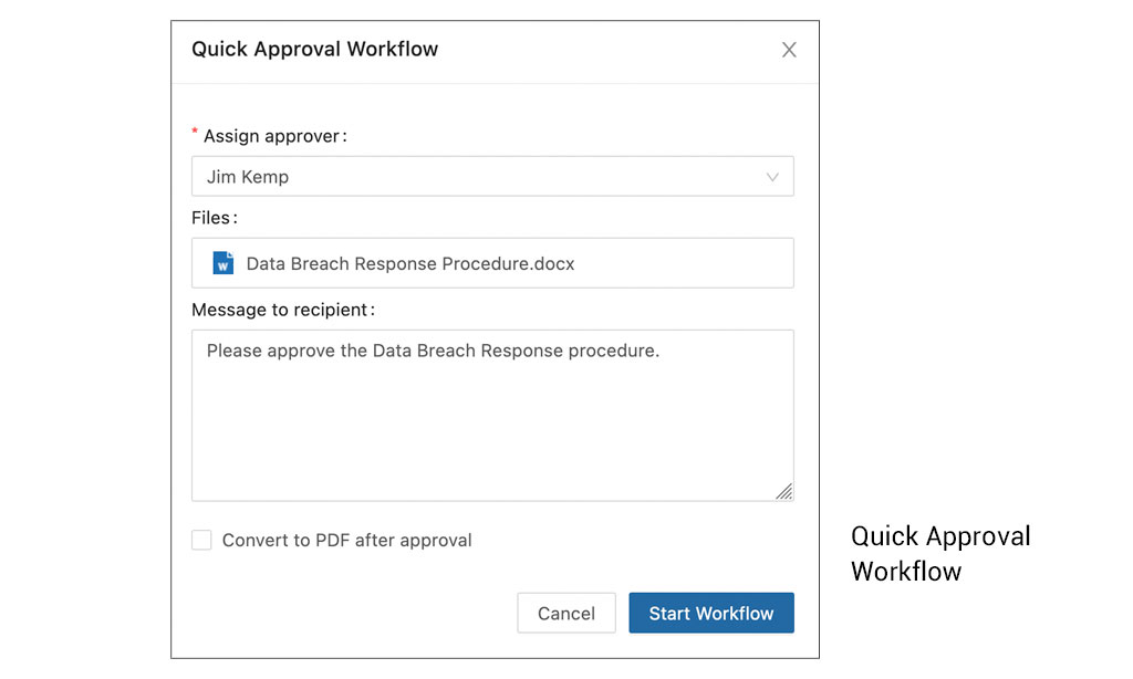Quick Approval workflow