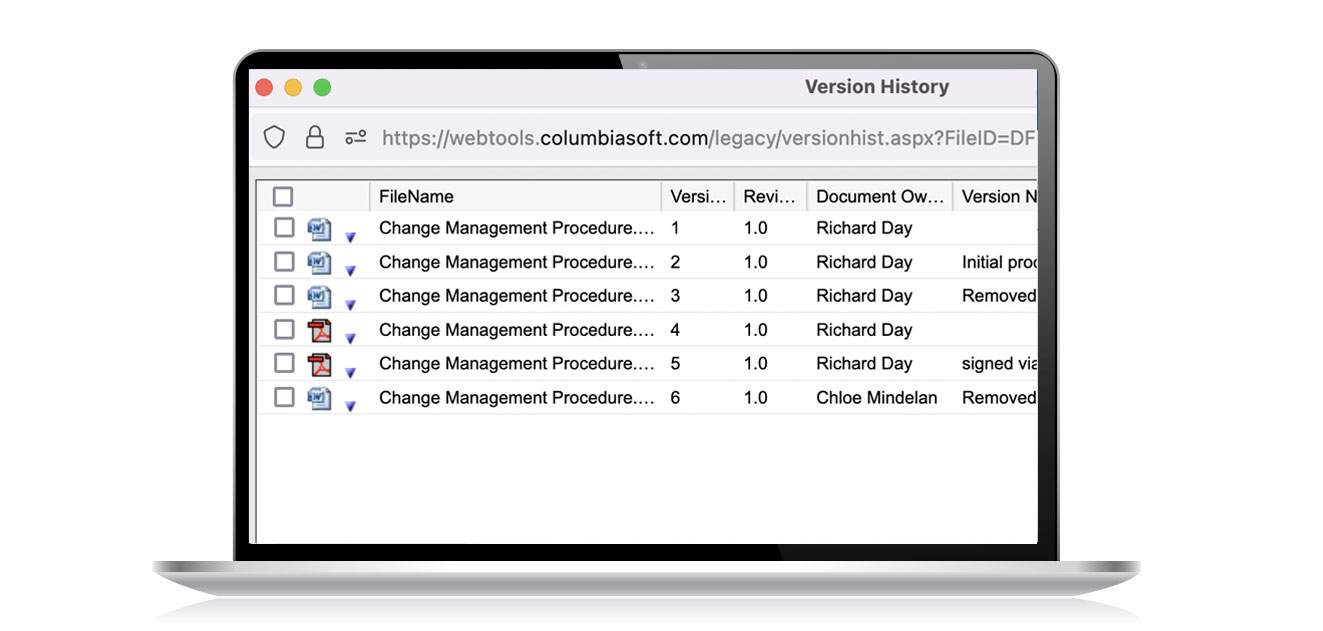 Version Control in Document Locator