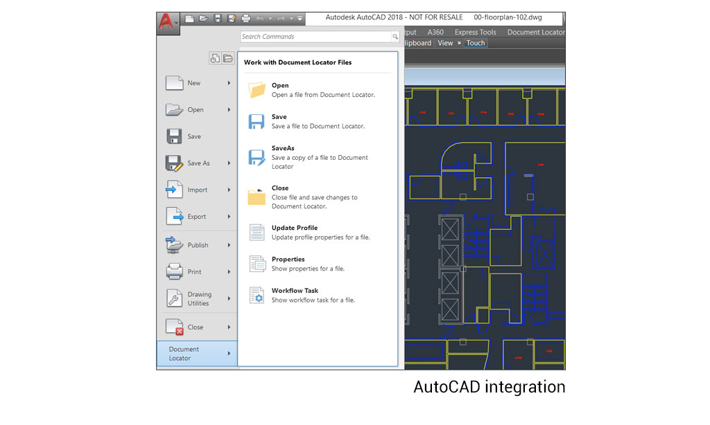Document Locator AutoCAD integration