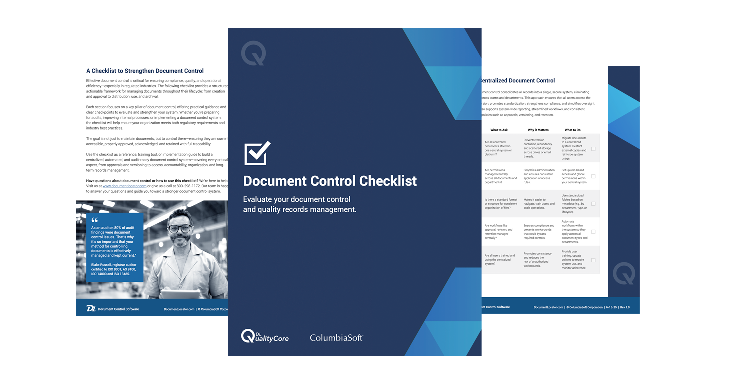 Document Control Checklist