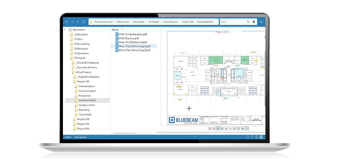 Bluebeam Connector in Document Locator